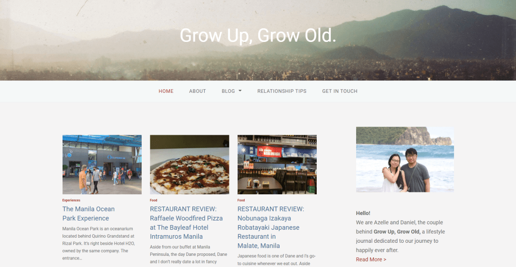 grow up grow old blog homepage